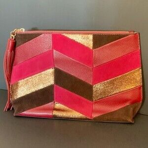 Sam Edelman Chevron Walker Suede Leather Boho Tribal Indie Clutch Bag